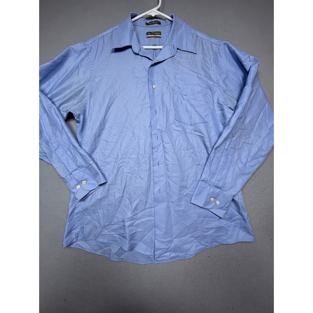 Van Heusen Shirt Cotton Polyester Pique Blue 16.5 34/35 Mens